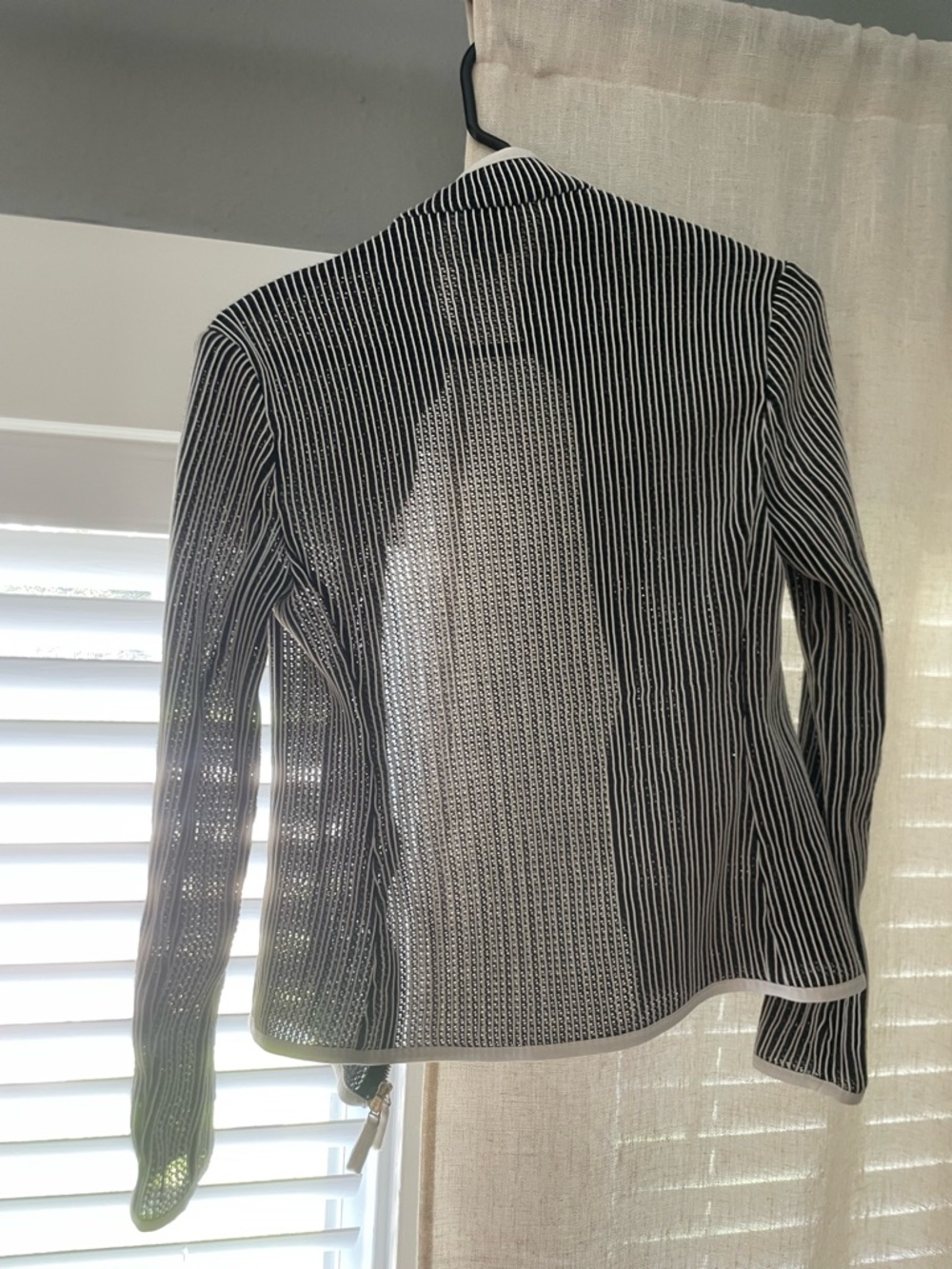 Armani Collezioni Black and White Striped Knit Jacket - Picture 3 of 4